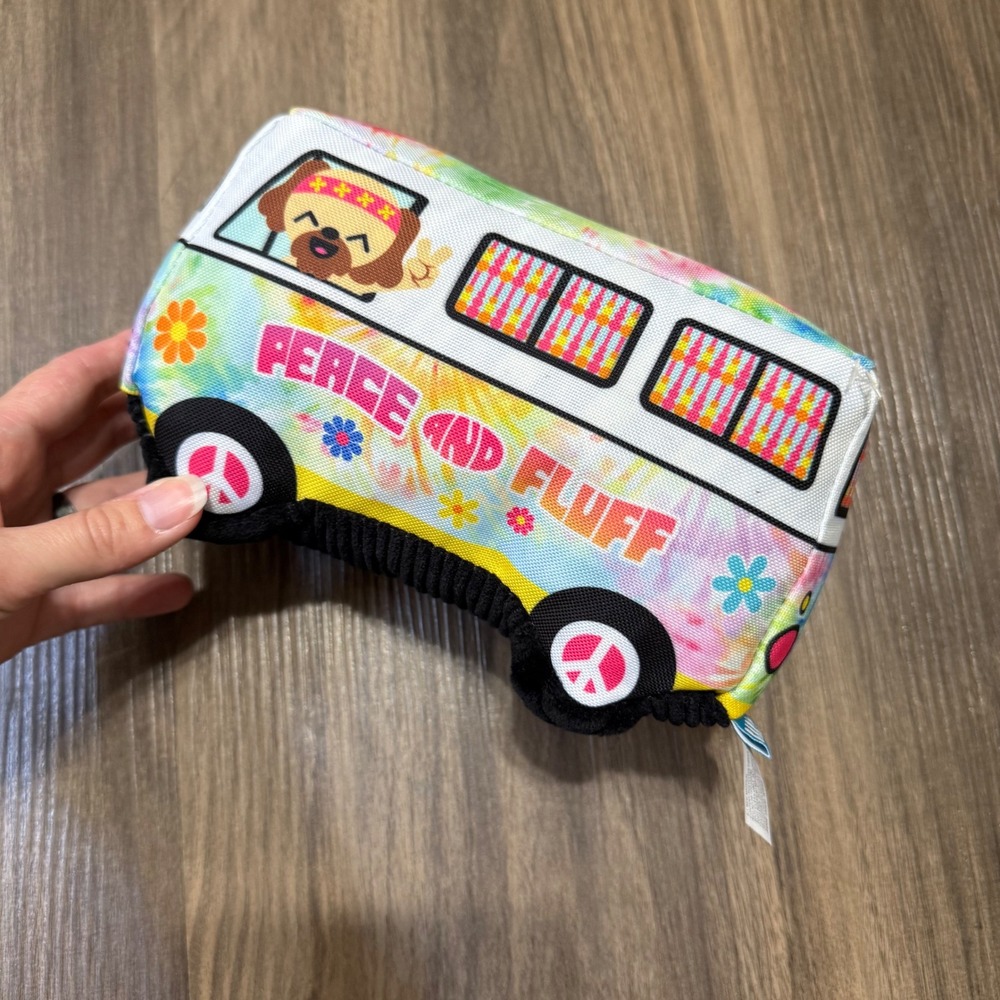 Barkbox Peace & Fluff Woofswaggin' Bus Squeaky Crinkly Toy